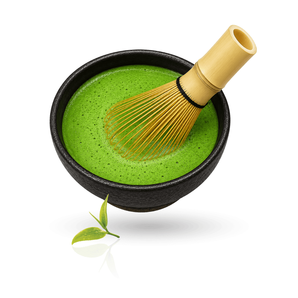 Matcha whisked into a cup