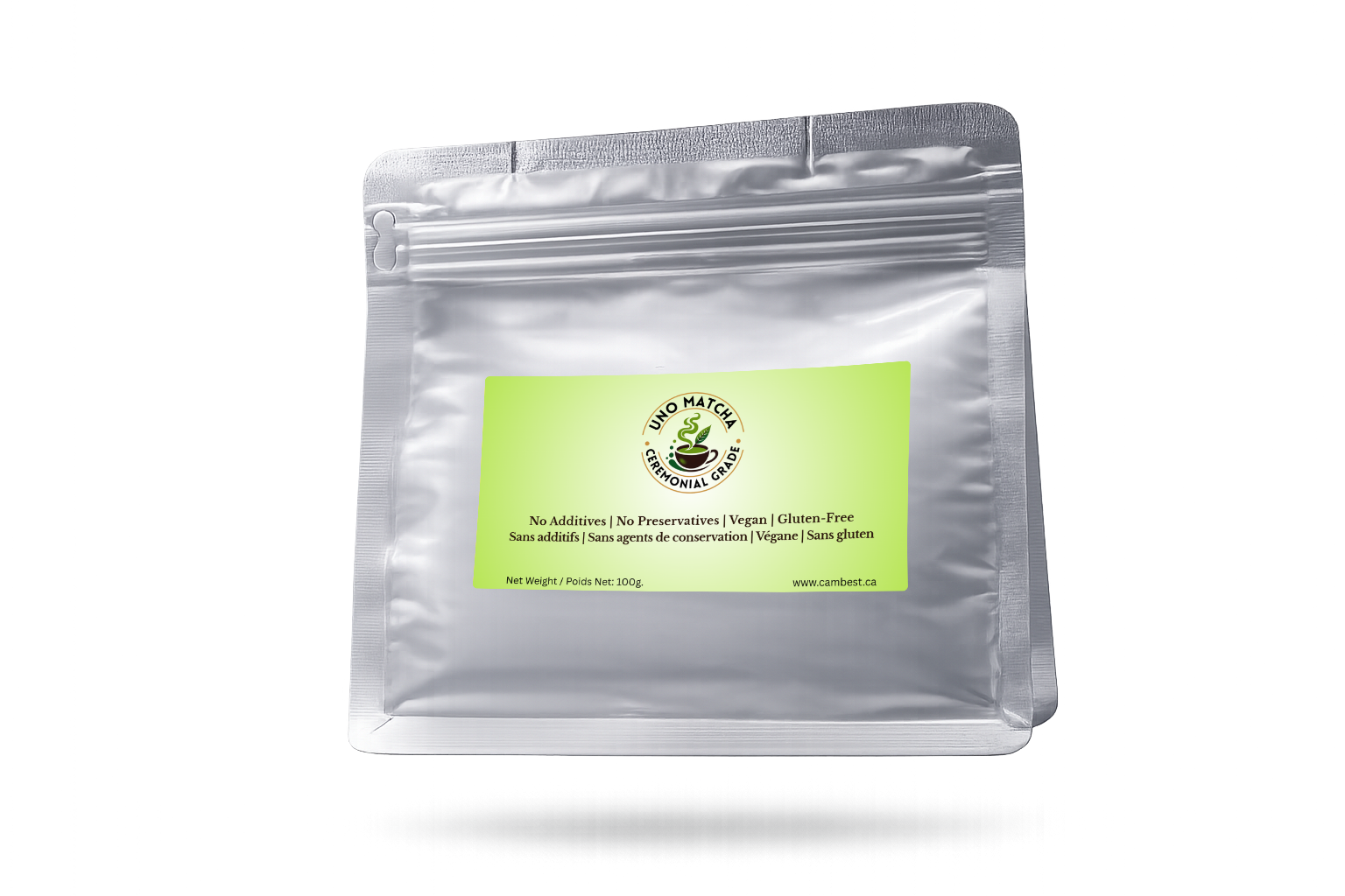 UNO Matcha ceremonial grade 100 gram silver pouch